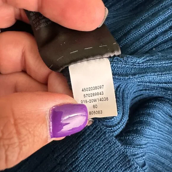 2/$30 White House Black Market Ribbed Snap Front Henley Top Ocean Blue XS #A0687 - Picture 8 of 10